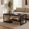Table basse COSTWAY, table rectangulaire avec 2 tablettes Voir les images du produit 6