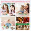 A collage of four images showing children and families engaged in diamond painting activities and receiving gifts. Produktbild-Vorschau