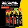 A row of four Powerbar PowerGel Hydro energy gels with different flavors, presented against a black and yellow background with promotional text. Produktbild-Vorschau
