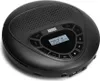 A black portable CD player with a speaker and display screen, shown from a diagonal angle on a light gray background. Produktbild-Vorschau