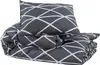A folded duvet and pillow with a geometric pattern. Produktbild-Vorschau