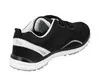 A black sneaker with white accents is shown from a side-rear angle against a white background. Produktbild-Vorschau
