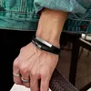 Herren Lederarmband Schwarz Edelstahl Magnetverschluss Produktbild-Vorschau 5