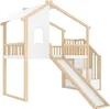 A children's loft bed with a slide and stairs, designed to look like a small house. Anteprima dell’immagine prodotto