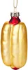 A glass Christmas ornament shaped like a hot dog. Produktbild-Vorschau