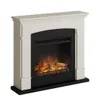 A white electric fireplace with a black insert and a realistic flame effect. Produktbild-Vorschau