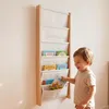 Relaxdays boekenrek met 7 stoffen zakken, voor wandmontage, Productafbeelding-voorbeeld 2