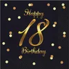 Serviettes de table Happy 18th Birthday noires, 33 cm 20 Voir les images du produit 1