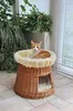 Katzen-Haus Katzen-Höhle Katzen-Turm Katzen-Bett Katzen-Korb weiche Plüsch-Einlage waschbar beige 50cm Produktbild-Vorschau