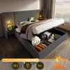 A bed with storage, featuring integrated lighting and charging ports. Anteprima dell’immagine prodotto