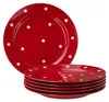 Emily 6er Set Speiseteller rot-weiß gepunktet rund Ø275mm Produktbild-Vorschau 1