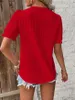 Bluse Kurzarm Damen Spitzen Oberteil V Ausschnitt Shirts Produktbild-Vorschau 5