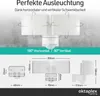 Diagrams and text illustrating the features and dimensions of a motion-activated LED spotlight. Anteprima dell’immagine prodotto