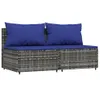 vidaXL Garten Mittelsofas mit Kissen 2 Stk. Grau Poly Produktbild-Vorschau 3