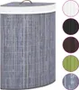 vidaXL Rohový koš na prádlo Bamboo Grey 60 L Náhled obrázku produktu 1