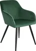 A green velvet armchair with black legs on a white background. Produktbild-Vorschau