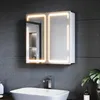 SONNI Kovová zrcadlová skříňka s LED osvětlením 59x60x14 Náhled obrázku produktu 1