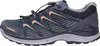 A side view of a single blue and orange hiking shoe against a white background. Voir les images du produit