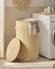 SONGMICS Wäschekorb mit Deckel, 90 L, Wäschesammler Bambus, Produktbild-Vorschau 1