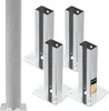 A set of four metal fence post bases and one separate fence post, all on a white background. Produktbild-Vorschau