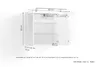 A technical drawing of a white bathroom cabinet with dimensions indicated. Náhled obrázku produktu
