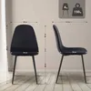 Two views of a black upholstered chair with metal legs, showing dimensions. Anteprima dell’immagine prodotto