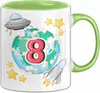 8. Geburtstag Geschenk Tasse Becher Jungs Mädchen Ufo Welt Produktbild-Vorschau 1