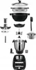 An exploded view of a kitchen machine and its various attachments, laid out against a white background. Produktbild-Vorschau