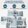 A floor plan of a house with blue circles indicating the coverage area of a dehumidifier. Náhled obrázku produktu