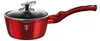 A red saucepan with a glass lid and a red handle, shown on a white background. Produktbild-Vorschau