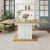 Eettafel met houtfineer en reliëfdecor, tafel met Productafbeelding-voorbeeld 4