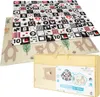 A folded playmat with a patterned side and a bear-themed side, presented with its carrying bag. Náhľad obrázku produktu