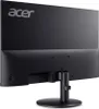 The back of a black computer monitor on a stand, against a white background. Produktbild-Vorschau
