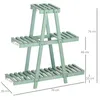 A light green wooden plant stand with dimensions indicated by text and lines. Produktbild-Vorschau