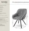 A diagram showing the dimensions of a chair, with text providing product information. Produktbild-Vorschau