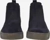 A pair of dark blue Chelsea boots with gray soles are shown against a white background. Voir les images du produit