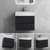 doporro Meuble de Salle de Bain Noir Texturé Ensemble de 2 Voir les images du produit 2