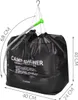 A black camping shower bag with dimensions indicated by measurement lines and text. Produktbild-Vorschau