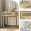 Make-uptafel van riet met spiegel, 60x50x128 cm, eikenhout Productafbeelding-voorbeeld 6