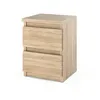 A wooden nightstand with two drawers against a white background. Voir les images du produit