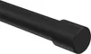 A close-up view of the end of a black curtain rod with a cap. Produktbild-Vorschau