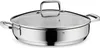 A stainless steel serving pan with a glass lid and two handles, shown on a white background. Podgląd zdjęcia produktu