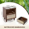 2er Sat Nachttisch mit Rattan-Schublade & Offenem Regal, Produktbild-Vorschau 4
