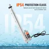 A linear actuator is shown against a light blue background with water droplets and large 'IP54' text. The product has a label with 'VEVOR' logo. Anteprima dell’immagine prodotto