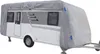 A caravan covered with a protective grey cover, shown from the side. Produktbild-Vorschau