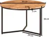 Technische Zeichnung des Couchtisch 60x60x38cm mit rundem Akazienholz-Tablett und schwarzem Metallgestell. Voir les images du produit