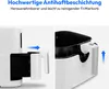 A collage showing two close-up views of an air fryer basket being removed and inserted. Produktbild-Vorschau