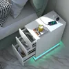 Nachttisch, mit 3 Schubladen, LED-Beleuchtung, weiß Produktbild-Vorschau 5