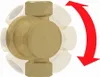A brass valve with a red arrow indicating rotation. Produktbild-Vorschau