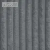 A close-up of a gray upholstered bed frame with vertical tufting. Produktbild-Vorschau